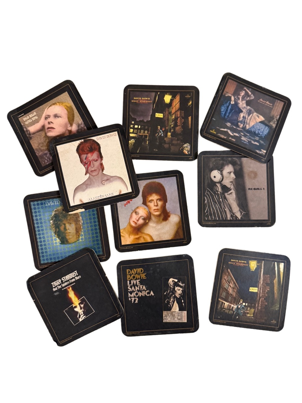 David Bowie music cardboard  coasters set Five Years 1969-1973